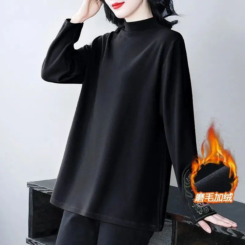 Большое женское бархатное пальто с вышивкой на толстой подошве осень/зима новый