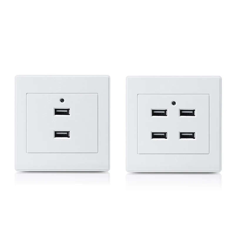 

USB Electrical Socket Wall Mounting Charger Station Power Adapter Plug Outlet 110V-250V for Home Office Use 2/4 Ports