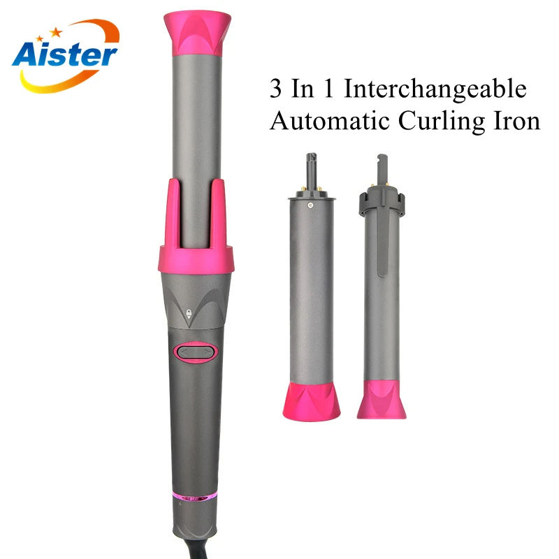 

3 In 1 Interchangeable Ceramic Tourmaline Barrels Automatic Curling Wand Iron Professional Curler Styling Tools Styler Wand