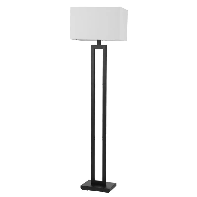 

D'Alessio 58" Matte Black Floor Lamp with White Linen Shade, 67046