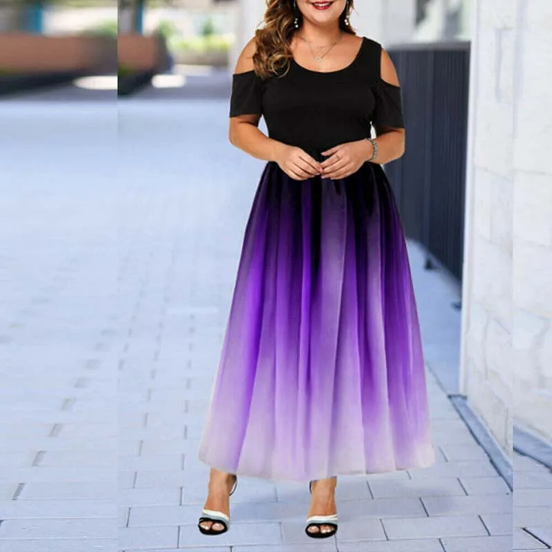 

2022 Party Dress Slim Sexy Gradient Off-shoulder Dress Long Skirt