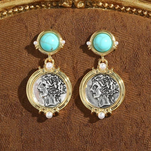 Сережки-капельки LOVE GREEN LIVE GREEN из меди с камнем