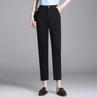 fashion womens pants 2022 spring stretch womens black full and ankle length suit clothing women flat high waist straight pants