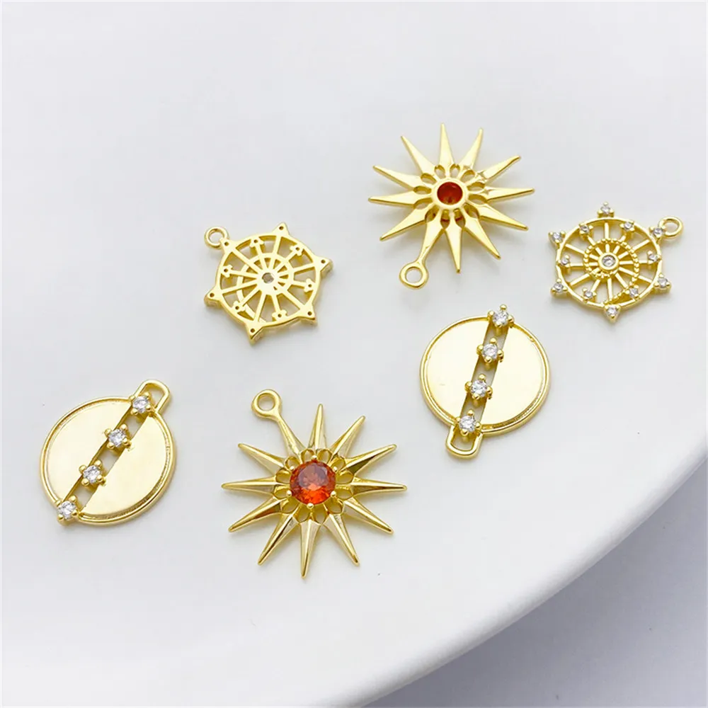 

1pcs 14K Gold Color Micro Set Zircon Star Button Pendant DIY Handmade Bracelet Necklace Ear Jewelry Accessories