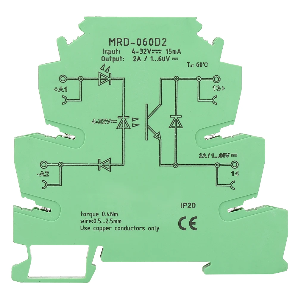 

MRD-060D2 Ultra-Thin 6.2mm Solid State Relay Module Input 4-32VDC NO Relay