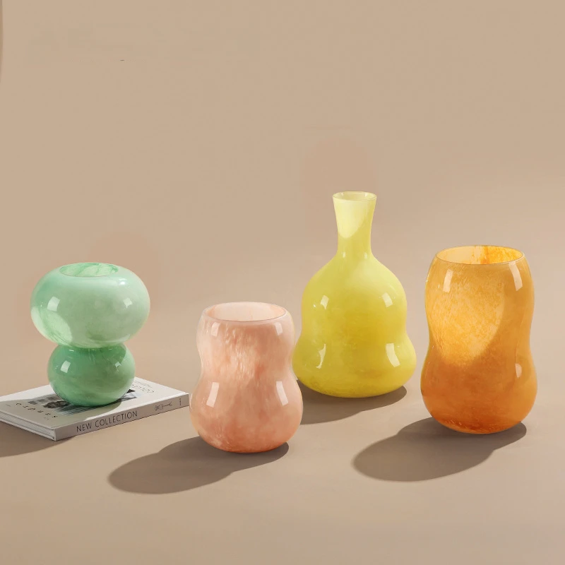 

Home Furnishing Colorful Jade Dadu Gourd Glass Vase Ornaments Home Designer Decorative Hydroponics