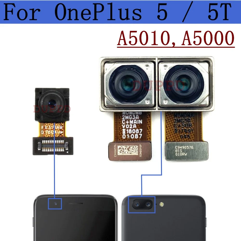 

Front Rear Camera For OnePlus 5 5T A5000 A5010 Selfie Original Frontal Wide Backside Full Set Camera Module Spare