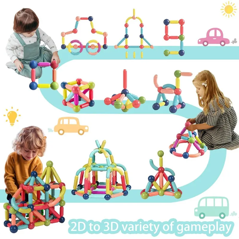 

Learning Education Stem Preschool Toddler Kids Toys for 3+ Year Old, Montessori Toys for Toddlers Gifts Blocks Sticks Tiles 36PC