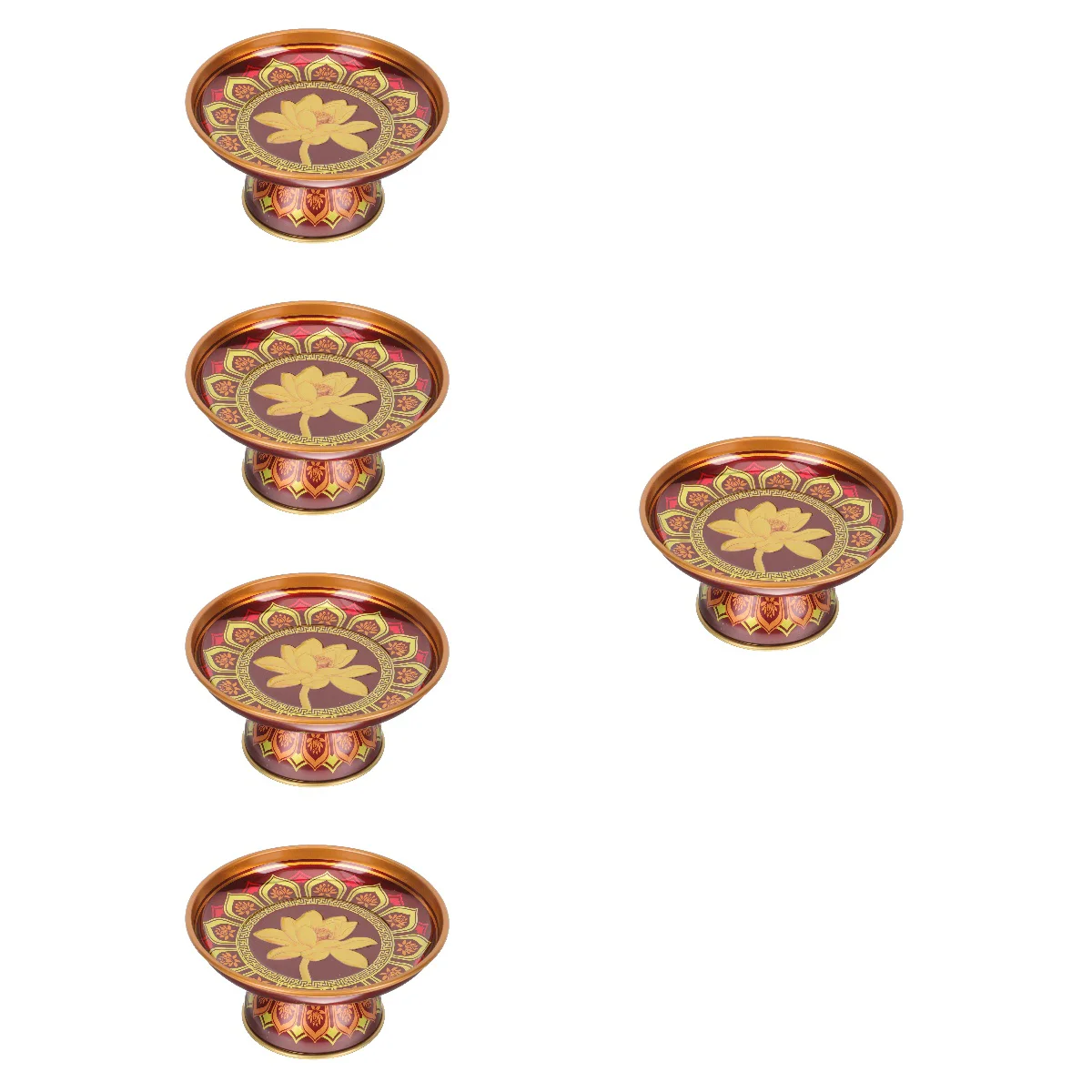 

5pcs Altar Offering Plate Tray Temple Tribute Fruit Holder Worship Supply