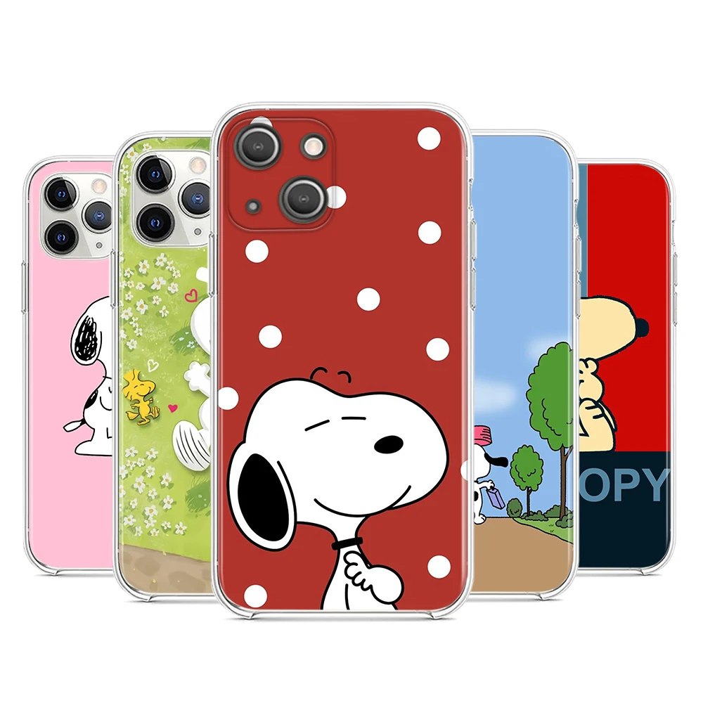 

Cute Snoopy Happy Silicone Soft Cover For Apple IPhone 13 12 Mini 11 Pro XS MAX XR X 8 7 6 5 SE Plus Phone Case Coque