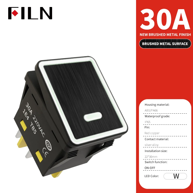 

1 шт. 30x22 мм кулисный переключатель DPST для тяжелых условий эксплуатации 30A T85 с рейтингом IP67 водонепроницаемый 12-24 В/110-220 В для морской лодки с автоматическим тумблером управления