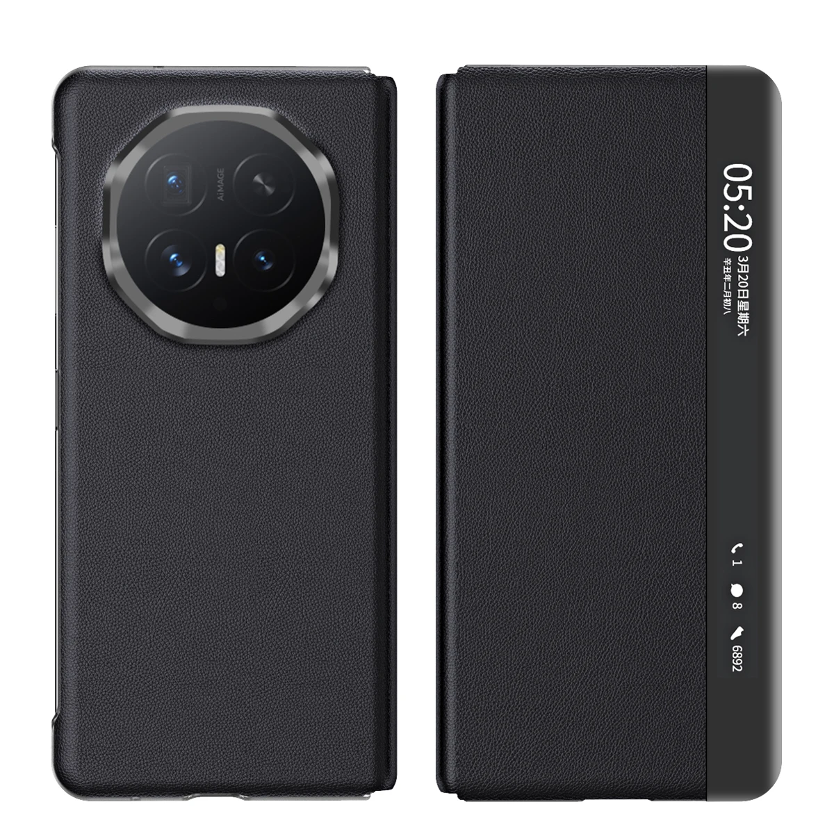 Фото Кожаный чехол-флип с отсеком для стилуса и функцией Smart View (окно) для Honor Magic V6 V5 V3 V2 VS2 VS с функцией автоматического включения/выключения экрана №3