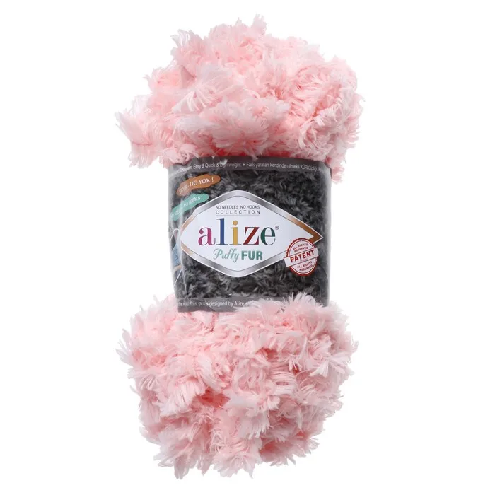Пряжа &quotPuffy fur&quot 100% микрополиэстер 6м/100г (6102 нежно-розовый) | Дом и сад