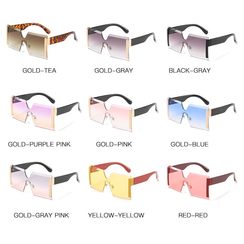 Hot Selling Cheapest Price Fashion Design Oversized Square Frame Rimless Grandient HD UV 400 Lens Sunglasses Sun Glasses Shades |