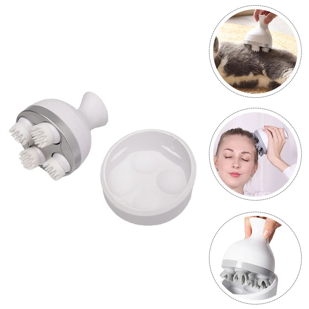 

Electric Scalp Vibrating Massaging Shampoo Brush Handheld Portable Water- Resistant Shower Tool for Hair Growth Deep Clean White