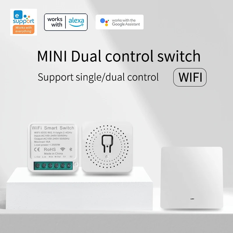 

AUBESS 16A Wifi Mini Smart Switch Support 2 Way Control Timer Wireless Switch Mart Home Automation Works With Alexa Google Home