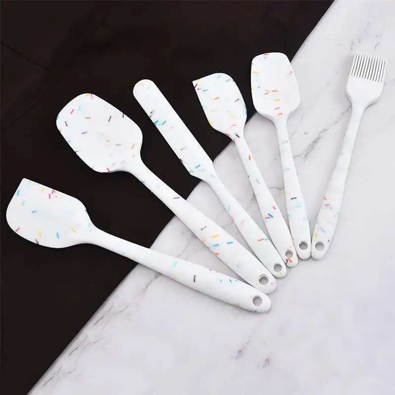 

6 Pieces Silicone Spatulas Set BBQ Grill Oil Brush Scrapers Mini Kitchen Utensils Tools for Baking Cooking