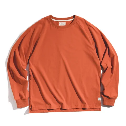 Maden Katı T-Shirts Erkekler Retro Pamuk Koleji Günlük Vintage Uzun Kollu T-Shirt Şeker Renk Spor Alt gömlek Erkekler