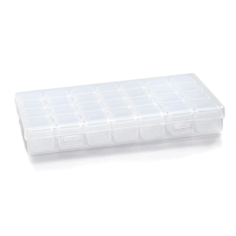 

Jewelry Box Storage Container with 28 Grids Clear Plastic Compartment Y08E