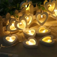led fairy garland string lights 40leds wooden heart night light romantic wedding christmas lamp party birthday home decoration