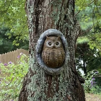 owl tree hugger garden peeker yard art outdoor whimsical tree sculpture garden decoration owl statue figurine