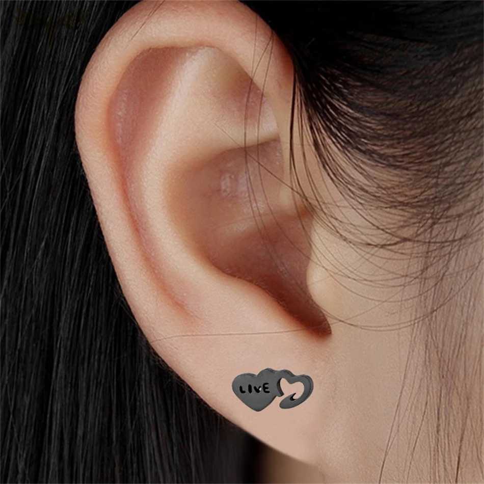 Парные серьги в форме сердца для девушки невесты Женщины Девушки черные