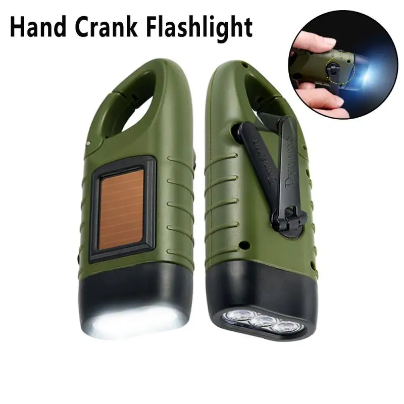 

Hand Crank Solar Powered Flashlight LED Light Hand Crank Dynamo Flashlight Lamp Charg Powerful Torch For Outdoor Camping