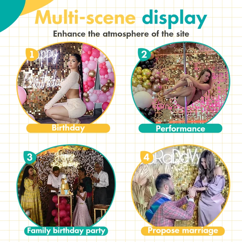 8/12/21 шт. розовые блестящие фоновые панели для свадебной вечеринки задний фон