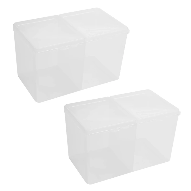 

2X Clear Cotton Swab Organizer Holder Cotton Pad Storage Box Remover Paper Makeup Tool Jewelry Case Container White