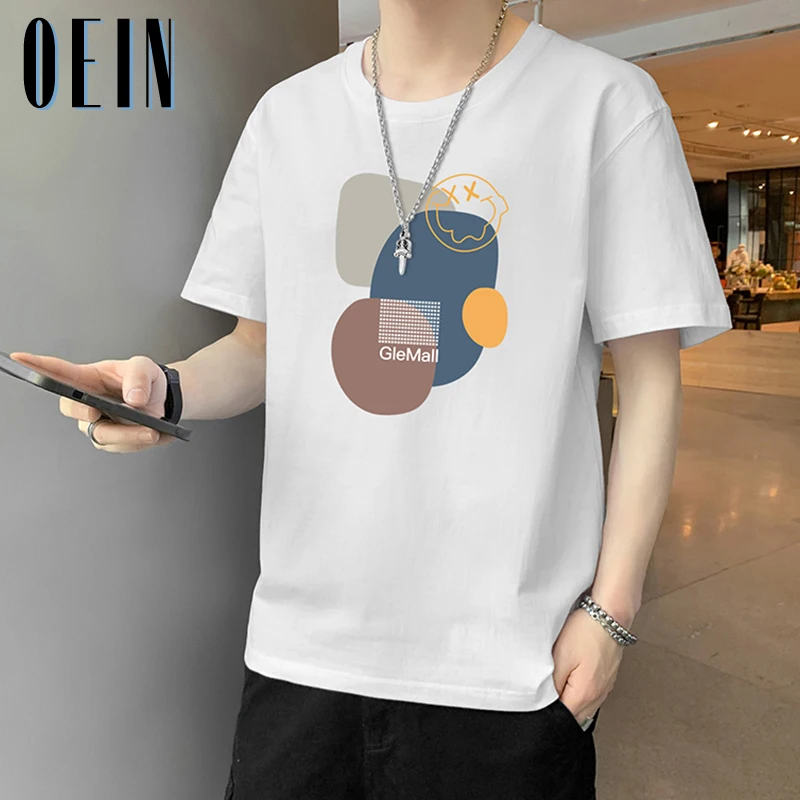 

Повседневная мужская футболка OEIN с коротким рукавом, лето 2023, футболка, топы, футболки, Классическая брендовая модная одежда в стиле хип-хоп, оверсайз, с круглым вырезом