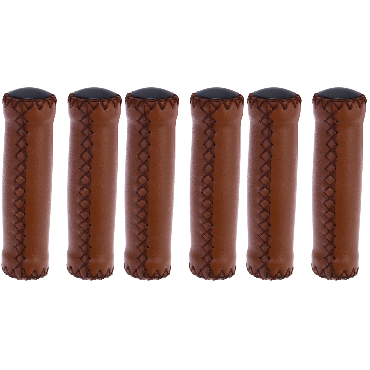

3 Pairs PU and Rubber Beach Cruiser Mountain Bike Handlebar Grips (Brown)