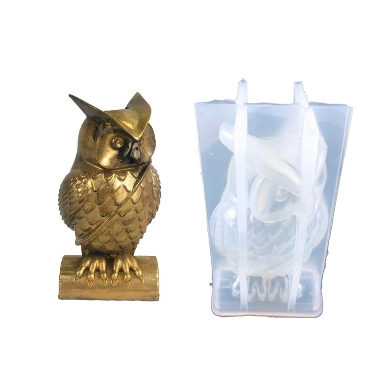 

Owl Candle Holder Mold Plaster Epoxy Resin Candlestick Mould Soft Silicone Molds Home Tabletop Ornament