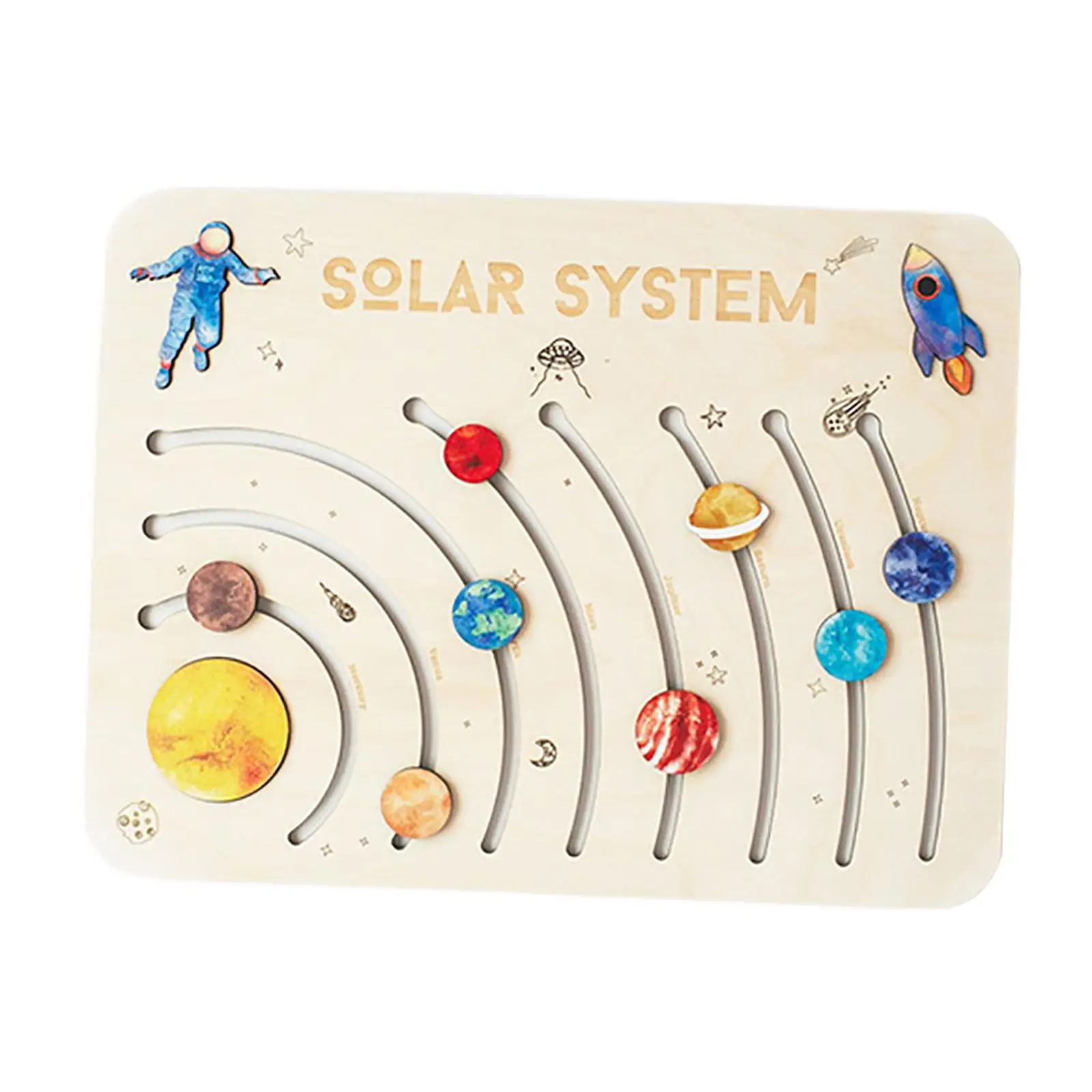 

Wooden Solar System Model Board Learning Educational Eight Planets Recognition Fine Motor Skills for Ages 3-5 Toddlers Preschool