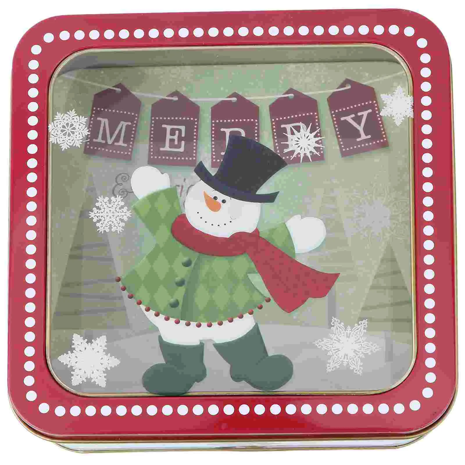 

Christmas Candy Box Tin Gift Tinplate Cookie Iron Jar Storage Wrapping Party Pack Tins