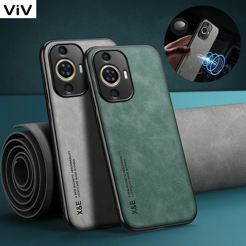 

Huawei Nova 11 Case Shockproof Silicone Protect Leather Phone Cases For Nova 11 Pro Nova11 11Pro Car Magnetic Holder Back Cover