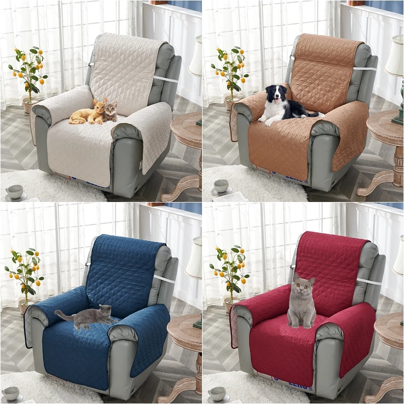 

1 Seater Recliner Sofa Cover for Dogs Pets Kids Anti-Slip Couch Slipcovers Solid Color Single Armchair Sofa Furniture Protector
