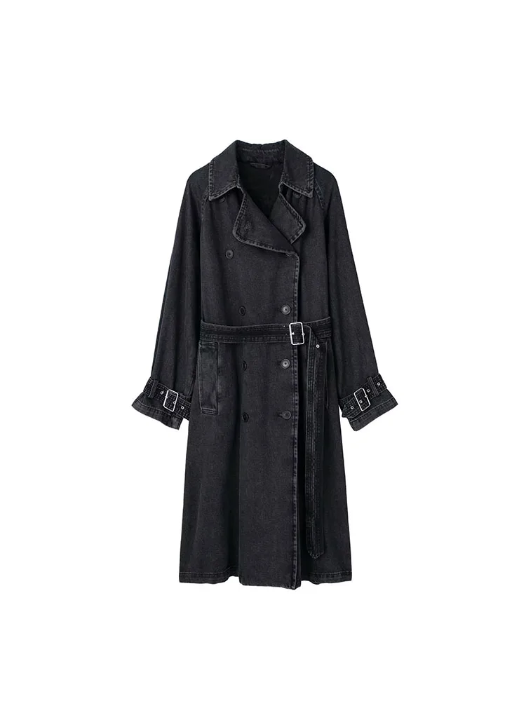 

PB&ZA Women New Fashion Series Denim Trench Coat Vintage Long Sleeve Double-breasted All-match Casual Female Outerwear Chic Tops