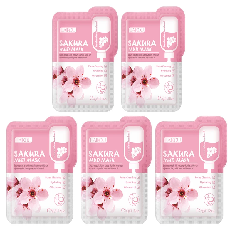 

7pcs Japan LAIKOU Sakura Mud Face Mask Cleansing Whitening Moisturizing Oil-Control Anti-Aging Clay Mask Packs Facial Skin Care