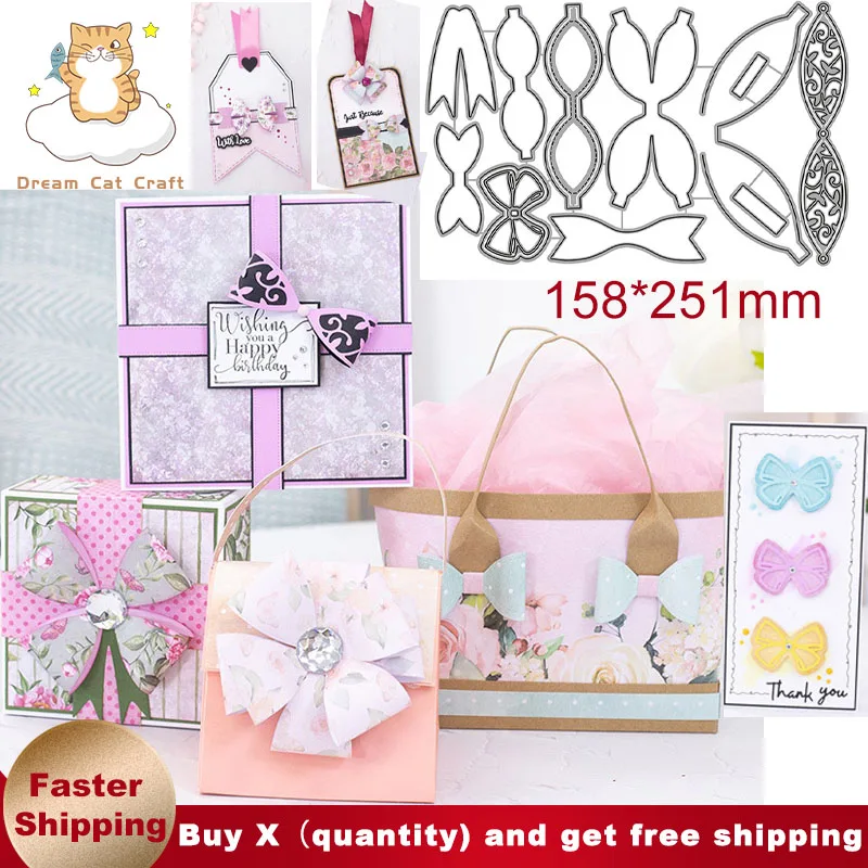 

Create 7 Different Bow 3D Bow Set Metal Cutting Dies Cut Mold Card Scrapbook Paper Knife Mould Blade Punch DIY Handicrafts 2022