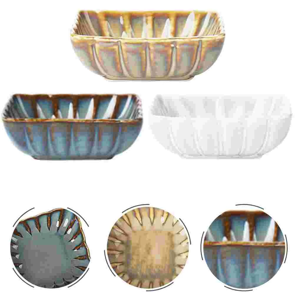 

3Pcs Ceramic Seasoning Plate Household Sauce Dish Sauce Plate Soy Seasoning Dish