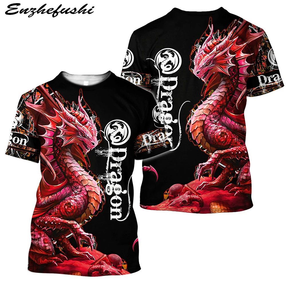 

Футболка мужская оверсайз в стиле Харадзюку, тенниска с 3D принтом дракона, Модный повседневный топ из полиэстера с коротким рукавом в стиле ...