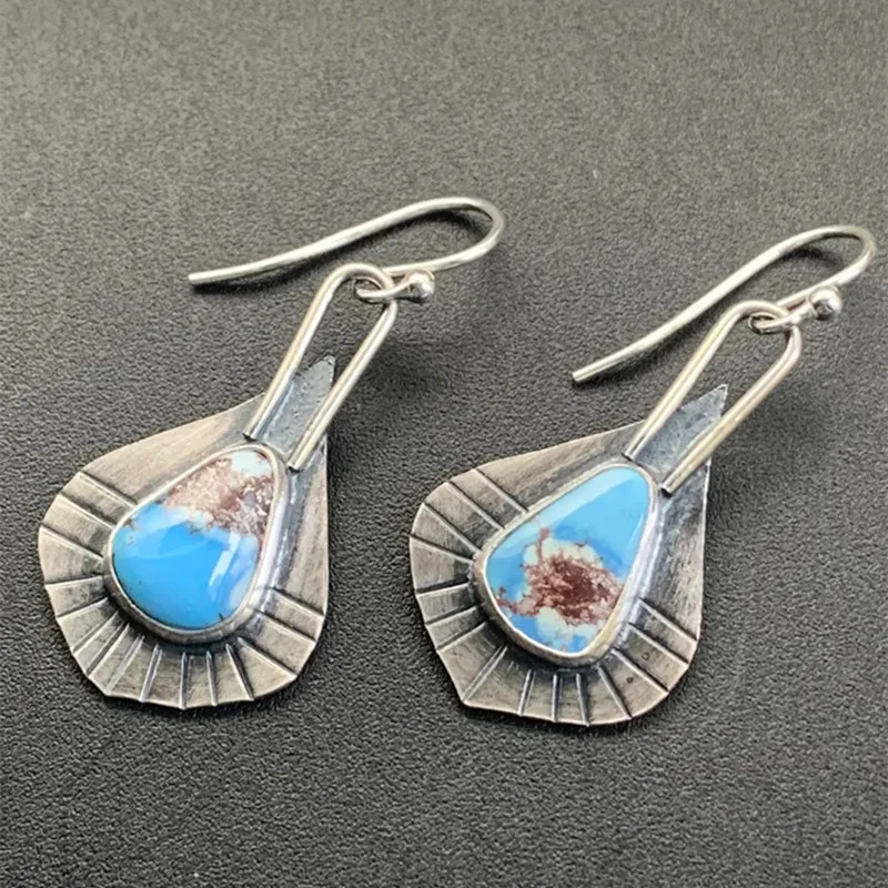 

Vintage Aesthetic Geometric Water Drop Metal Engraved Pattern Earrings Boho Sticky Personalized Hook Drop Earring Trendy 2022