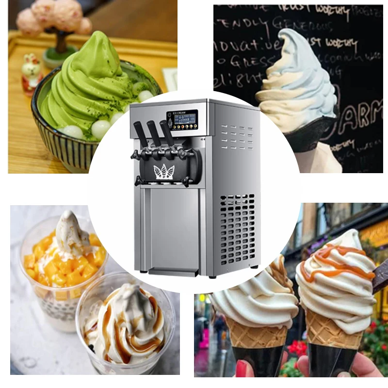 Настольная машина для мороженого с тремя вкусами йогуртница коммерческая