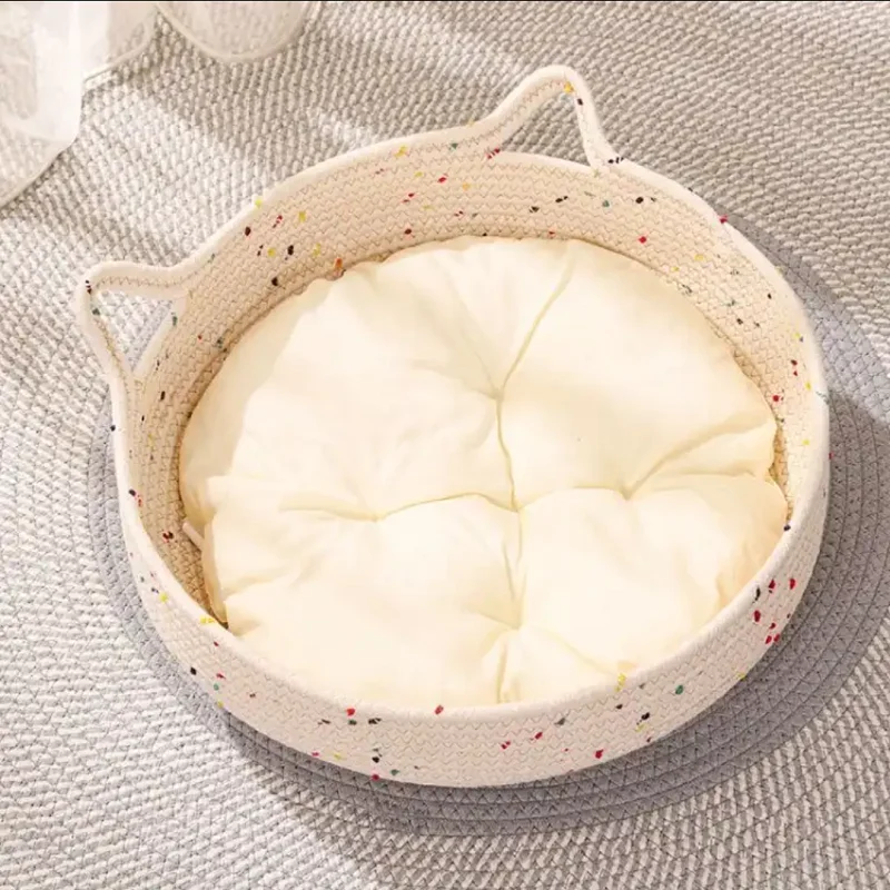 

Cool Cat Bed Summer Cotton Rope Weaving Pet Nest Cat Claw Grinding Board Comfortable Puppy House Large Dog Bed Pet Supplies