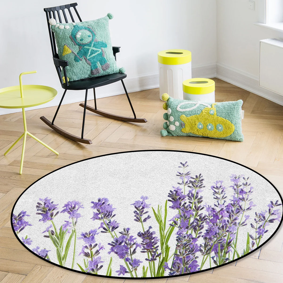 Фиолетовый лавандовый обеденный стол пол круглый ковер моющийся коврик для