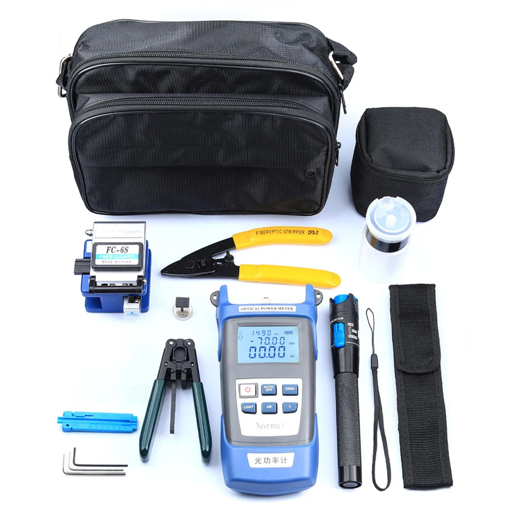 OPTFOCUS 12 IN 1 Fiber Optic Tool Kit Power Meter Fibra Optica Cleaver laser Visual Fault Locator Optic Fiber Tools