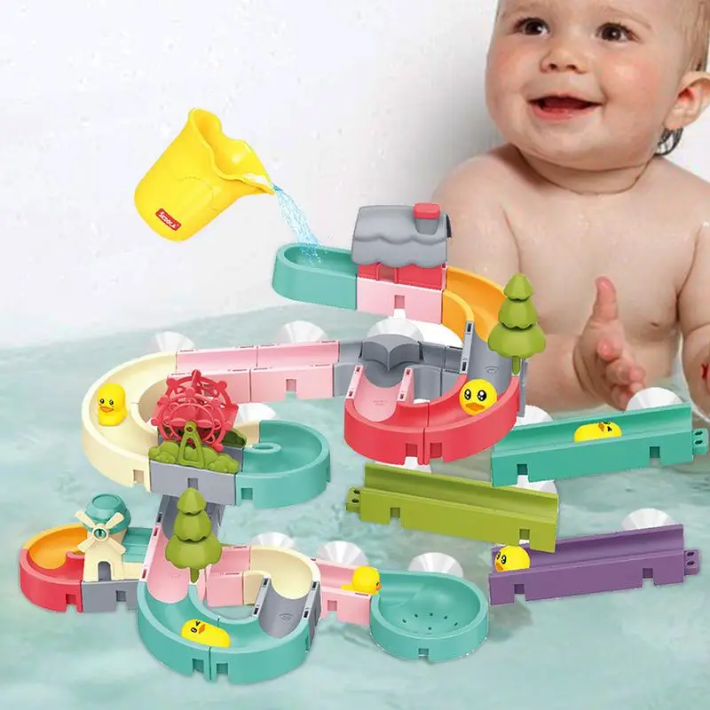

Bathtub Toys DIY Baby Bath Toys Marble Race Run Assembling Track Bathroom Bathtub Educational Water Game Toy For Children Gift