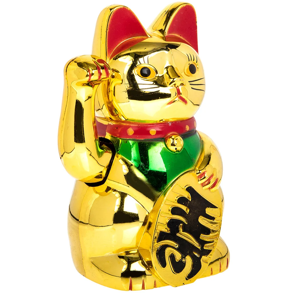 

Desktop Toys Waving Hand Lucky Cat Good Weaving Arm Ornament Statue 12.8X8.6X8.6CM Wealth Golden Plastic Woman