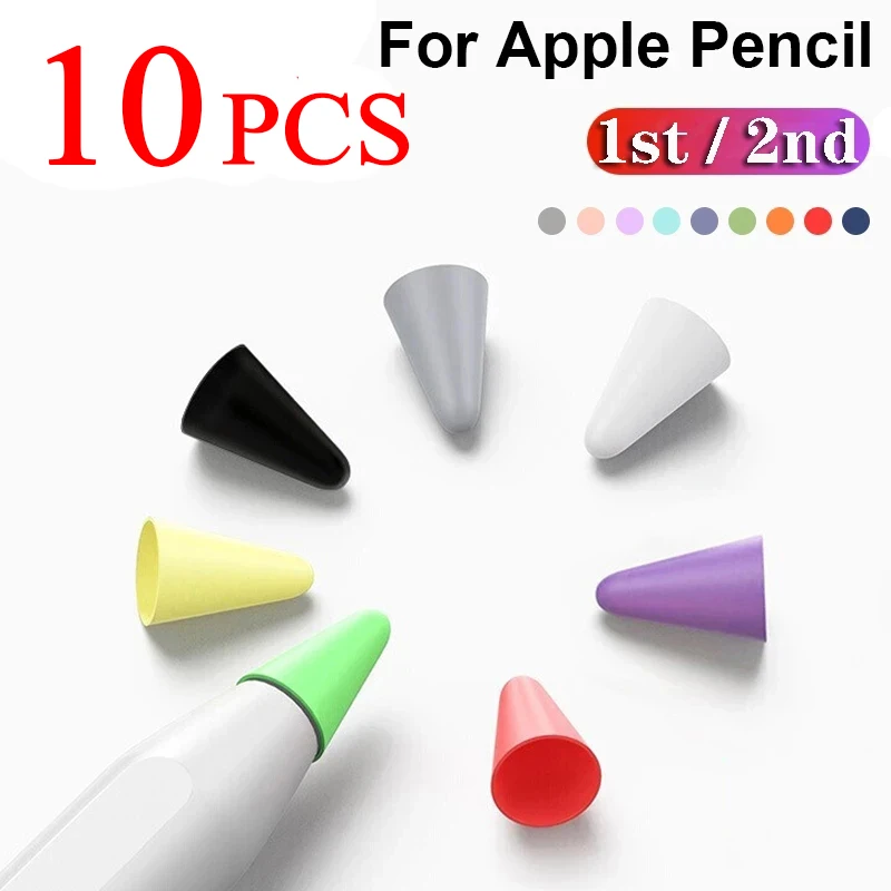 

10PCS Soft Silicone Pen Nib Cover For Apple Pencil 1/2 Generation Stylus Pen Tip Protector Palm Rejection Protective Case