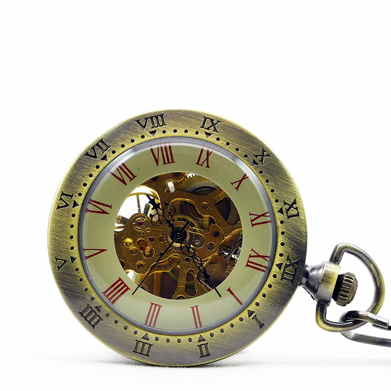 Mechanical Pocket Watch Roman Numeral Display Vintage Strap Chain Pendant Men Ladies Popular Gifts